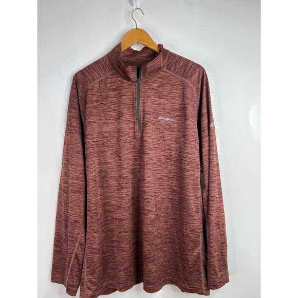 Eddie Bauer 1/4 Zip Performance Mens 2XL Maroon  Free Dry Pullover Shirt - Picture 2 of 12
